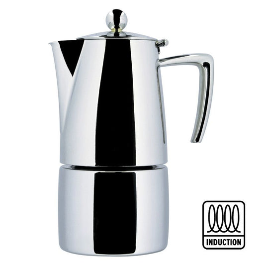 Caffettiera Espresso Slancio Lucida in Acciaio Inox 18/10 - Compatibile con Induzione, Gas, Elettrico e Vetroceramica