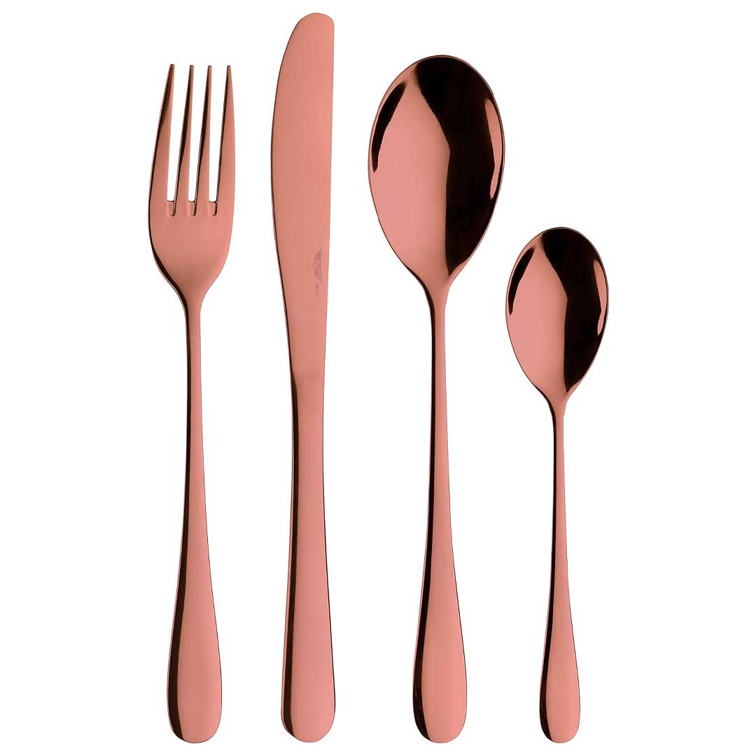 Prima Collection Set da 24 Posate Colore Rame, Acciaio Inox con Scatola Regalo (6 persone)