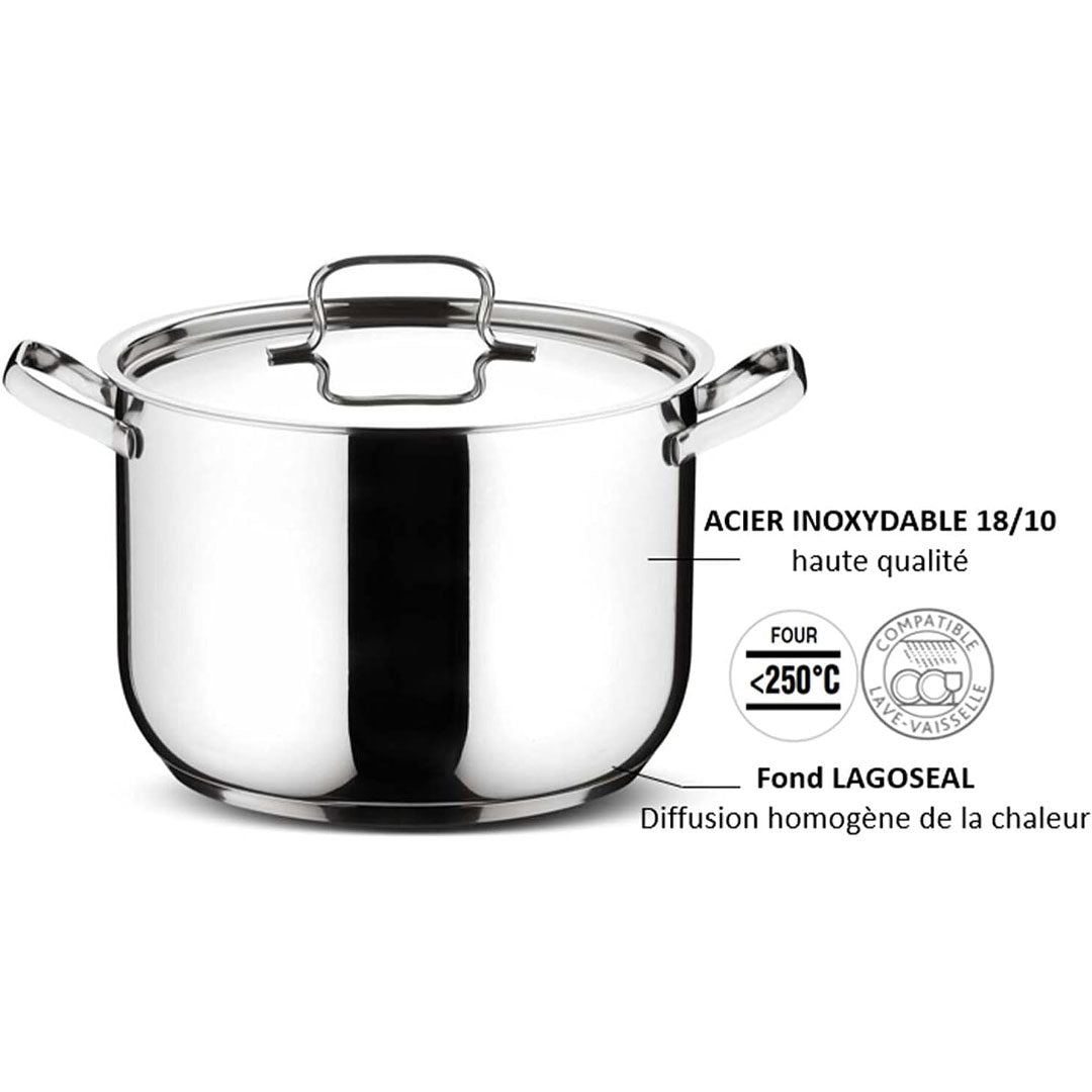 Lagostina Sfiziosa Set di Pentole Induzione, Gas e Forno in Acciaio Inox 18/10, 24 Pezzi, Fondo Lagoseal Plus Triplo Strato,