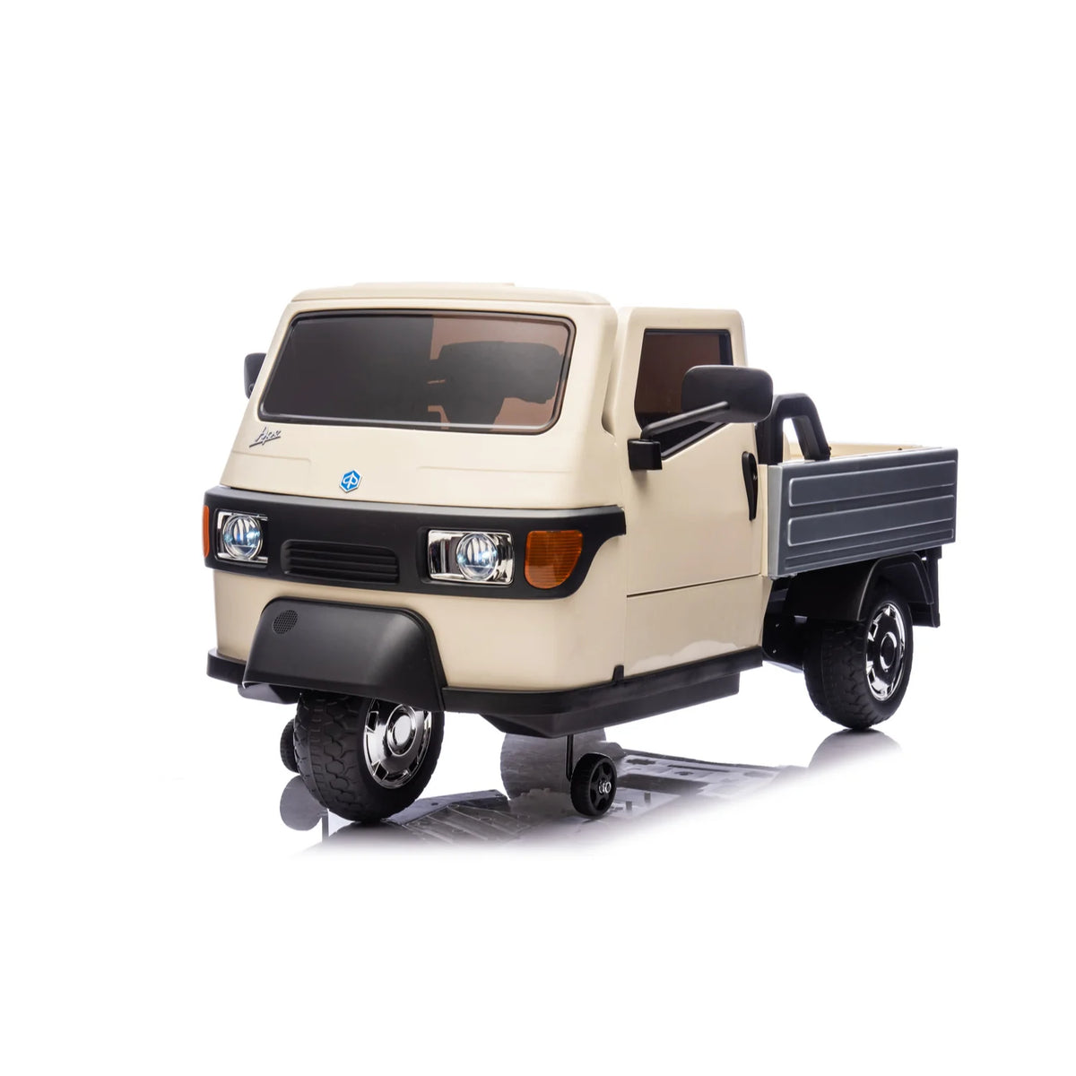 Macchina Elettrica Bambini Piaggio Apecar 12V con Telecomando 2 Motori Luci LED Cassone Posteriore