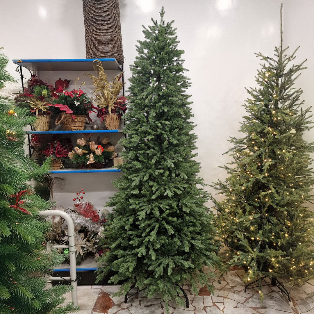 Mediterranean Pine SLIM Christmas Tree 100% SILICONE Various Sizes 240 / 270 CM Height