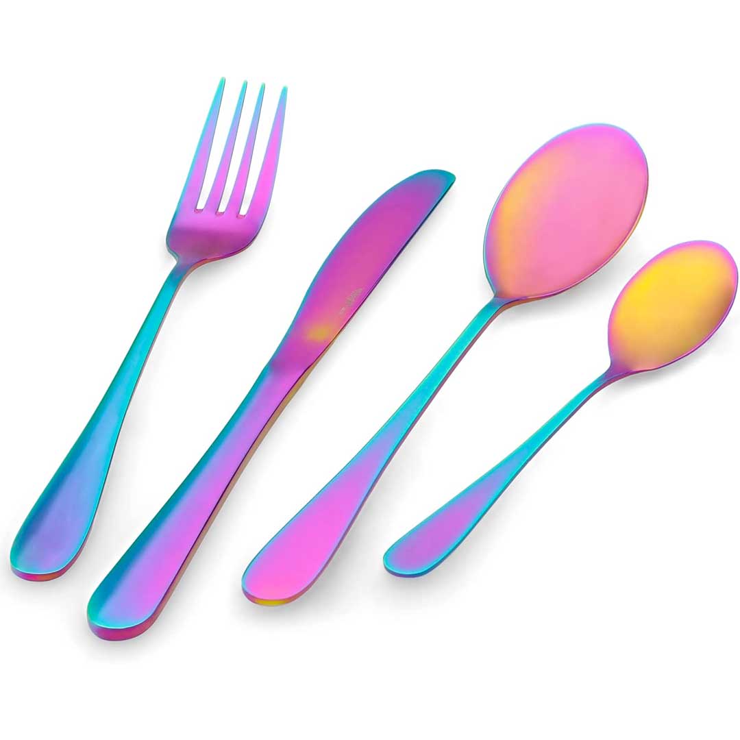 Prima Collection Set da 24 Posate Serie Dream Rainbow, Acciaio Inox con Scatola Regalo (6 persone)