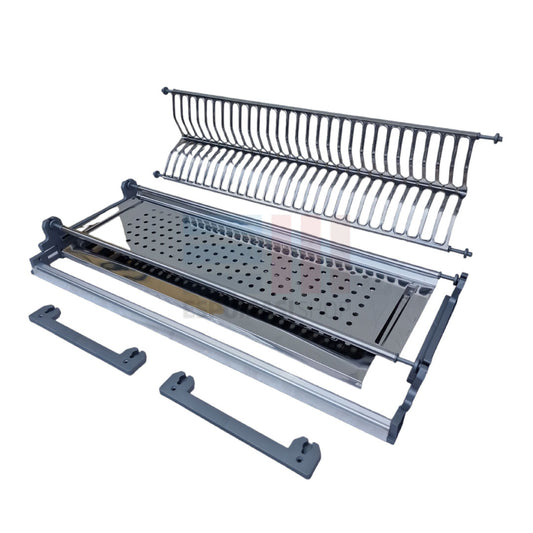 Scolapiatti in Acciaio Inox con Telaio in Alluminio Larghezza 86-76-56 cm Profondità Regolabile