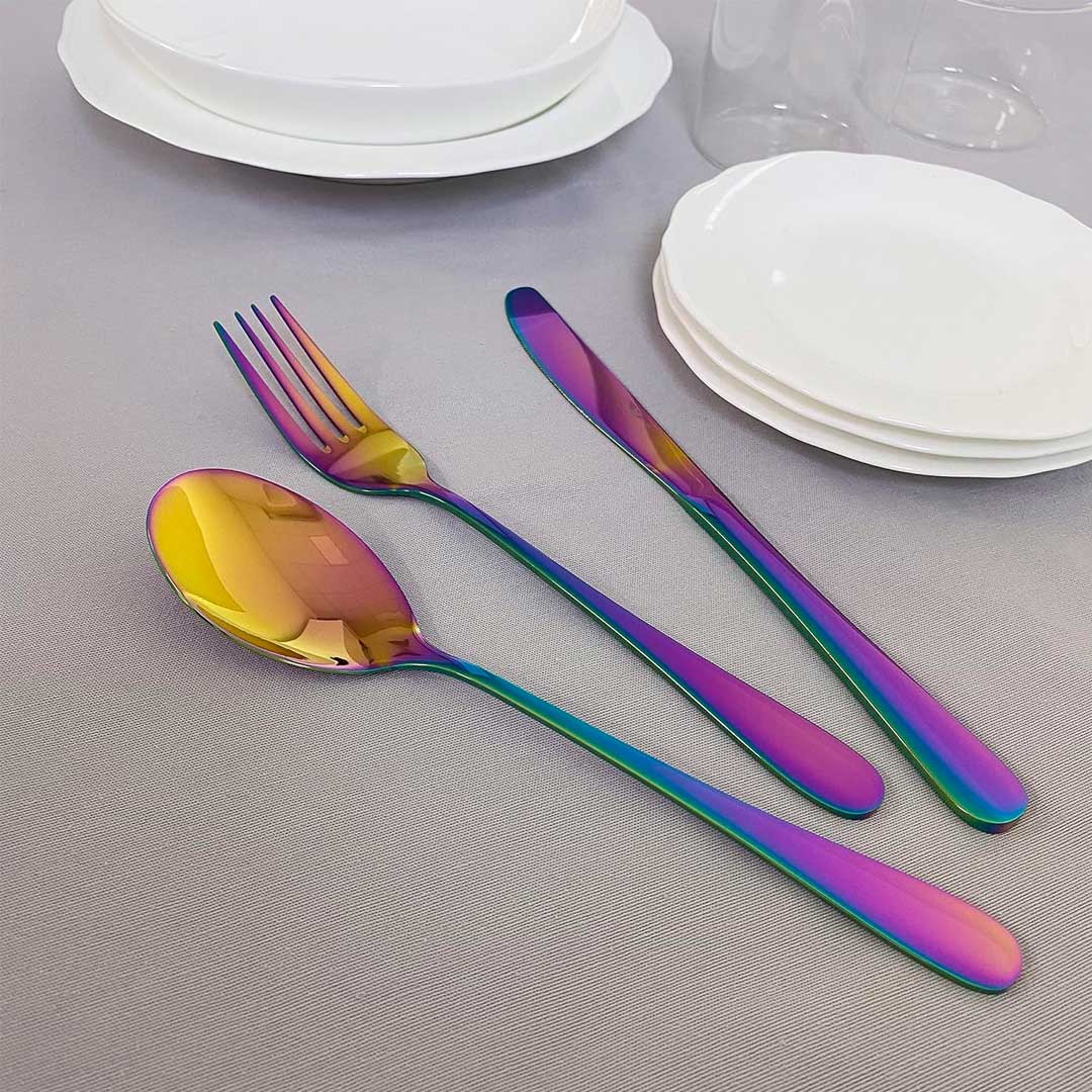 Prima Collection Set da 24 Posate Serie Dream Rainbow, Acciaio Inox con Scatola Regalo (6 persone)