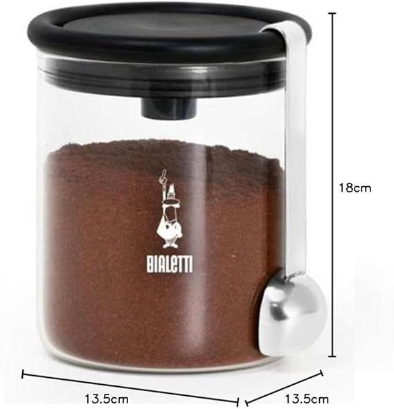 Barattolo Porta Caffè Salva Sprechi Bialetti - Contenitore Ermetico in Vetro con Cucchiaio Dosatore