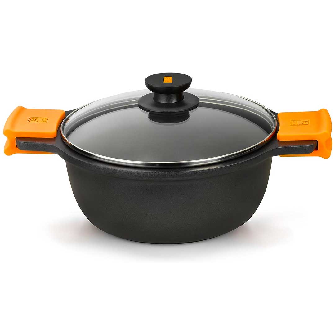 BRA Efficient Casseruola Fonda In Alluminio Pressofuso Antiaderente, Adatta per Ogni Tipo di Fornelli Compresa Induzione, Alluminio, 20/24/28 cm