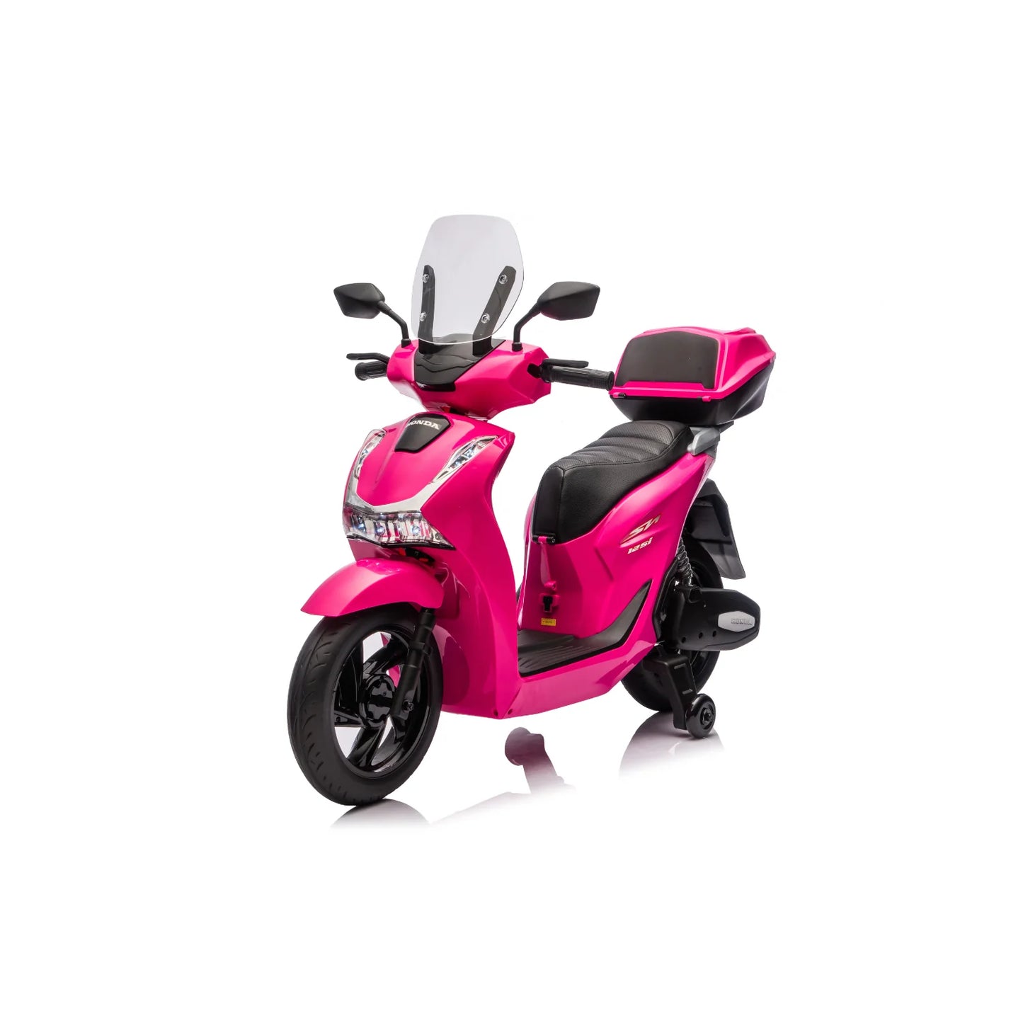 Honda SH125 FULL Motorino Elettrico per Bambini 12V con Luci LED, Ruote EVA e Bauletto Portaoggetti