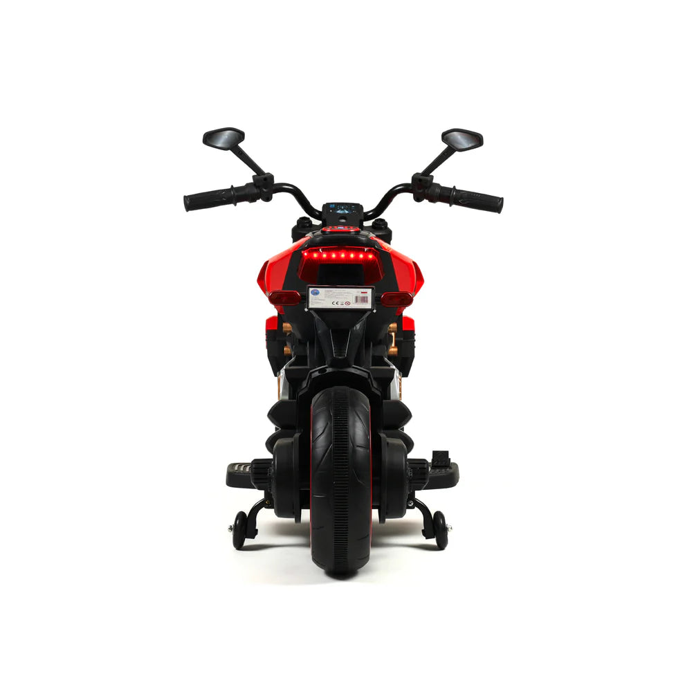 Moto da Corsa Elettrica “RacerX 12V” per Bambini – Luci LED, Suoni e Sedile in Pelle