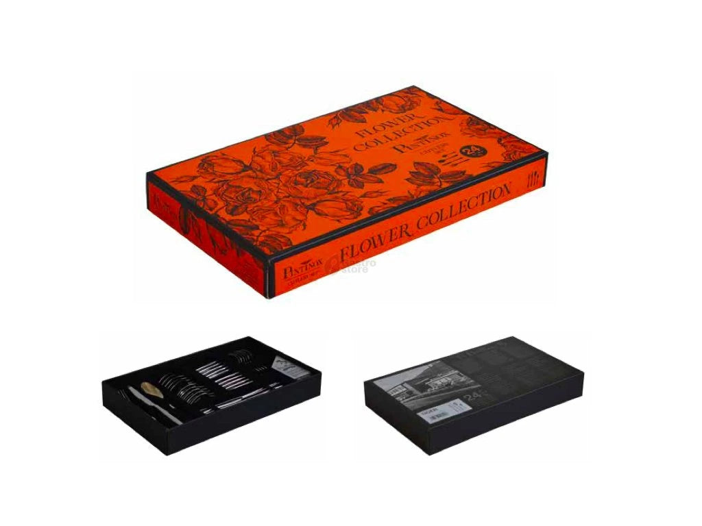 Set 24 pezzi Posate PINTINOX Flower Iris in Acciaio Inox 18/10 – Collezione Elegante per 6 Persone