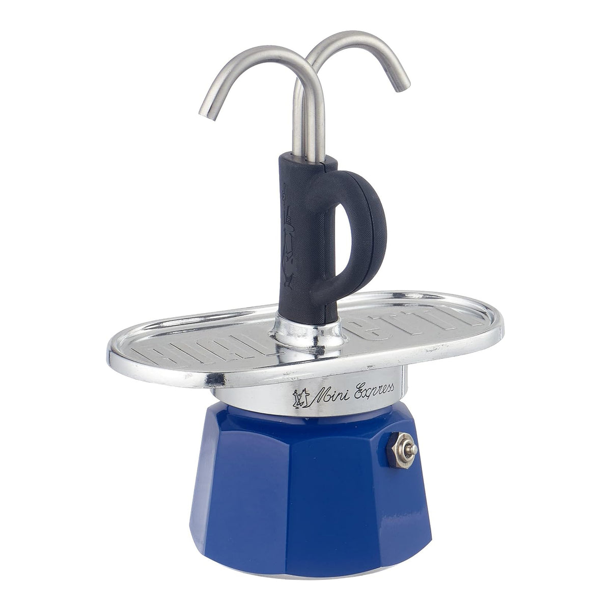 Bialetti Mini Express Kandinsky Blu 2 Tazze – Caffettiera Moka in Alluminio con Erogazione Diretta e 2 Tazzine Incluse – Set Regalo per Coppia, Gas No Induzione