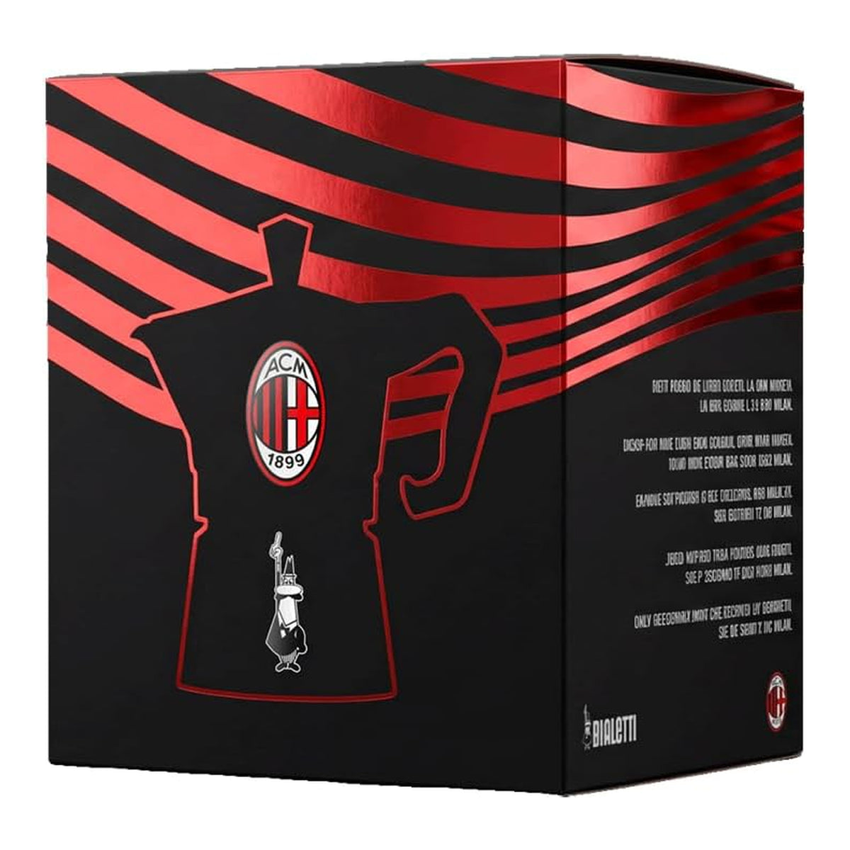 Bialetti Moka Express Milan 3 Tazze – Caffettiera Originale AC Milan Rossonera in Alluminio con Design a Strisce – Edizione Speciale da Collezione, Idea Regalo Tifosi Milan