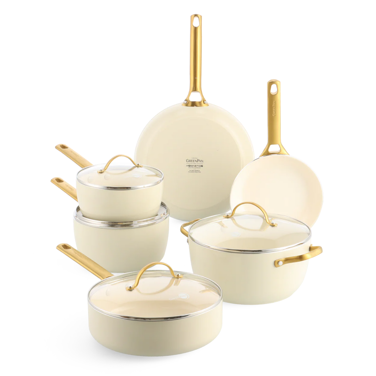 GreenPan Batteria Padova 10 pezzi Set Pentole Antiaderenti Ceramica anche Induzione Thermolon™ Senza PFAS PFOA