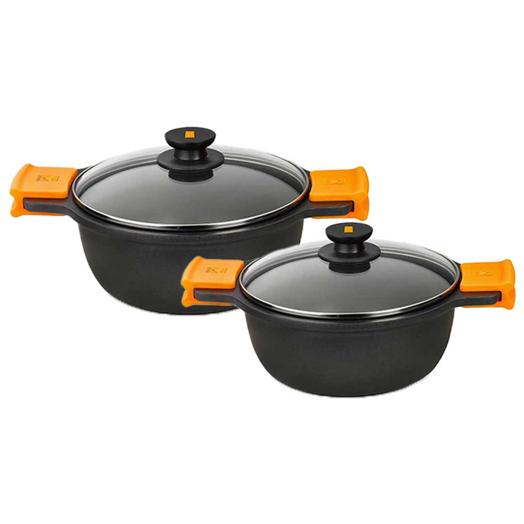 BRA PINTINOX Batería de Cocción Eficiente Apto para todo tipo de placas incluida inducción, aluminio fundido a presión con antiadherente 10 piezas CON TAPA