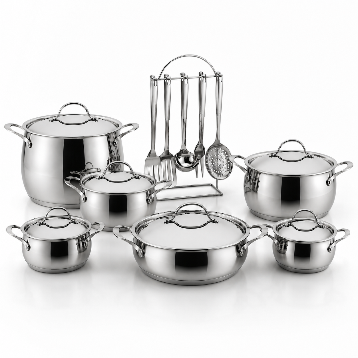 Batteria Lagostina Orchestra 19 Pezzi – Inox 18/10 – Triplo Fondo – Spessore 3 mm – Made in Italy