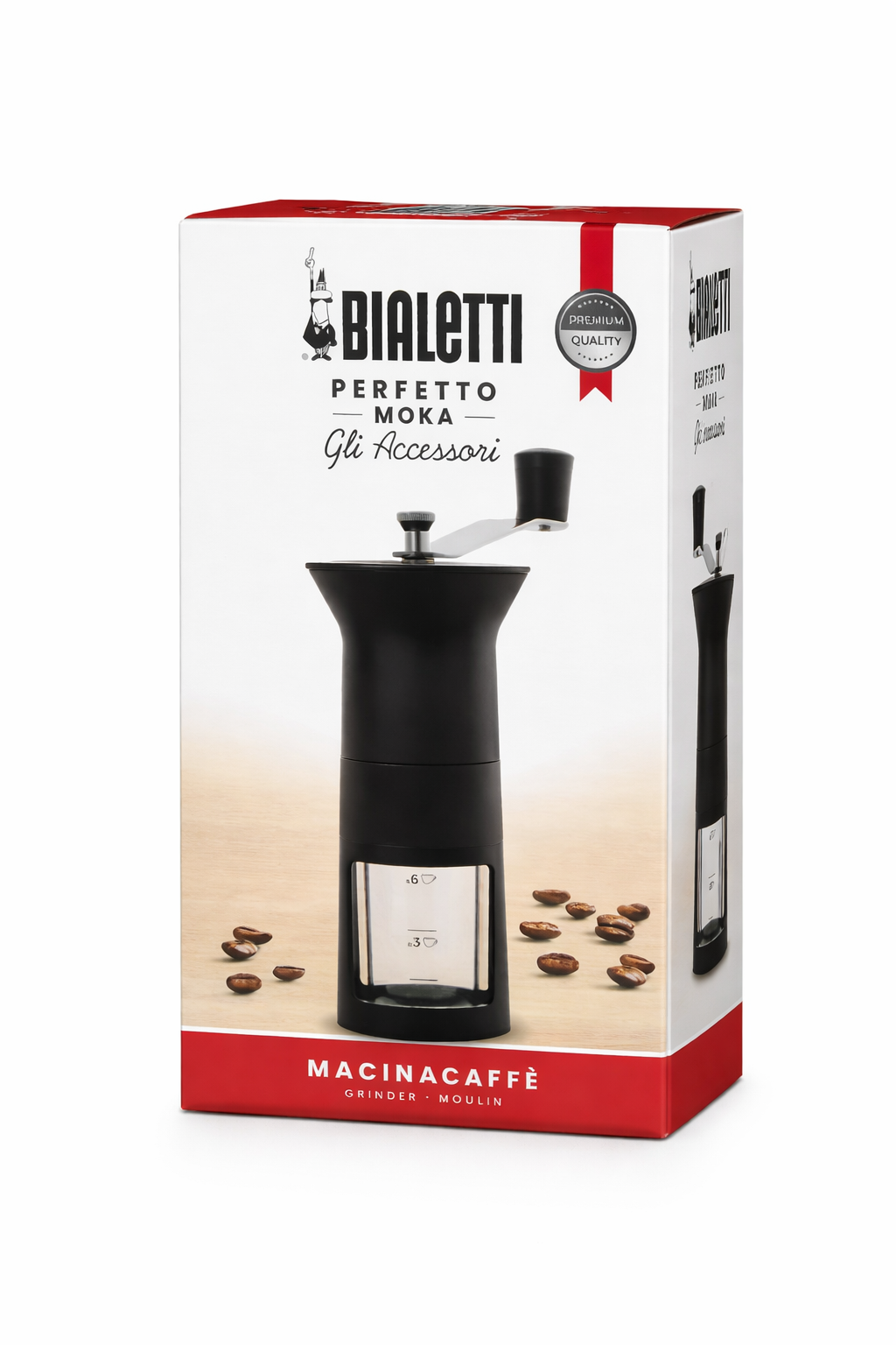 Bialetti Macinacaffè Manuale con Regolazione Macinatura – Macina Caffè a Manovella per Moka e French Press Nero
