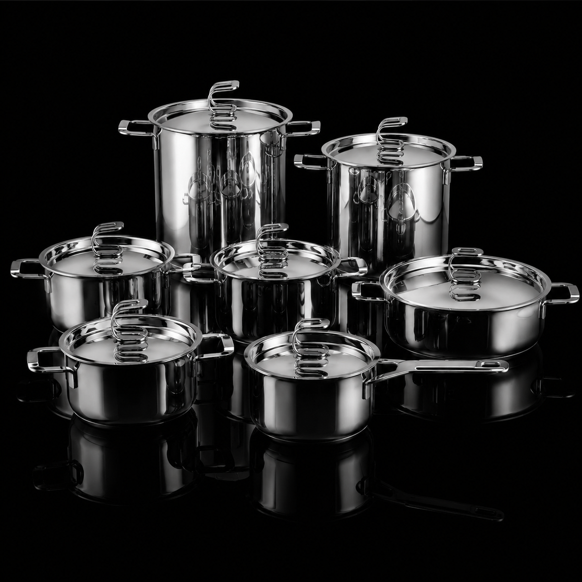 Serafino Zani Batteria Pentole Tullio 14 Pezzi in Acciaio Inox 18/10 anche per Induzione