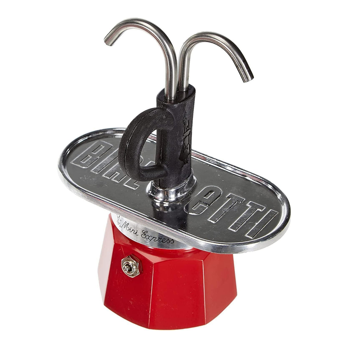 Bialetti Mini Express Rossa 2 Tazze – Caffettiera Moka in Alluminio con Erogazione Diretta e 2 Tazzine Incluse – Set Regalo Originale Bialetti per Gas, No Induzione