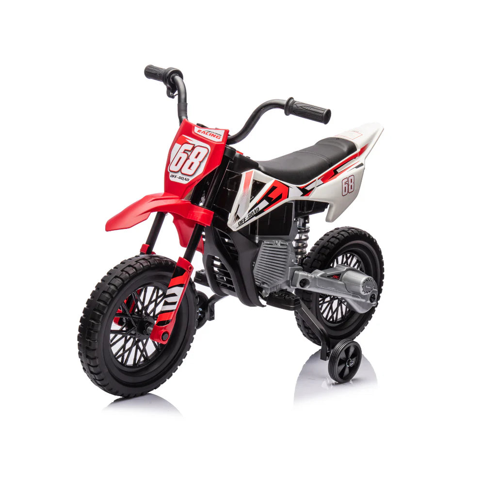 Motocross Falcon 12V con Sedile in Pelle - Moto Elettrica con Accelerazione a Manopola, Sospensioni e Bluetooth Sedile in Pelle