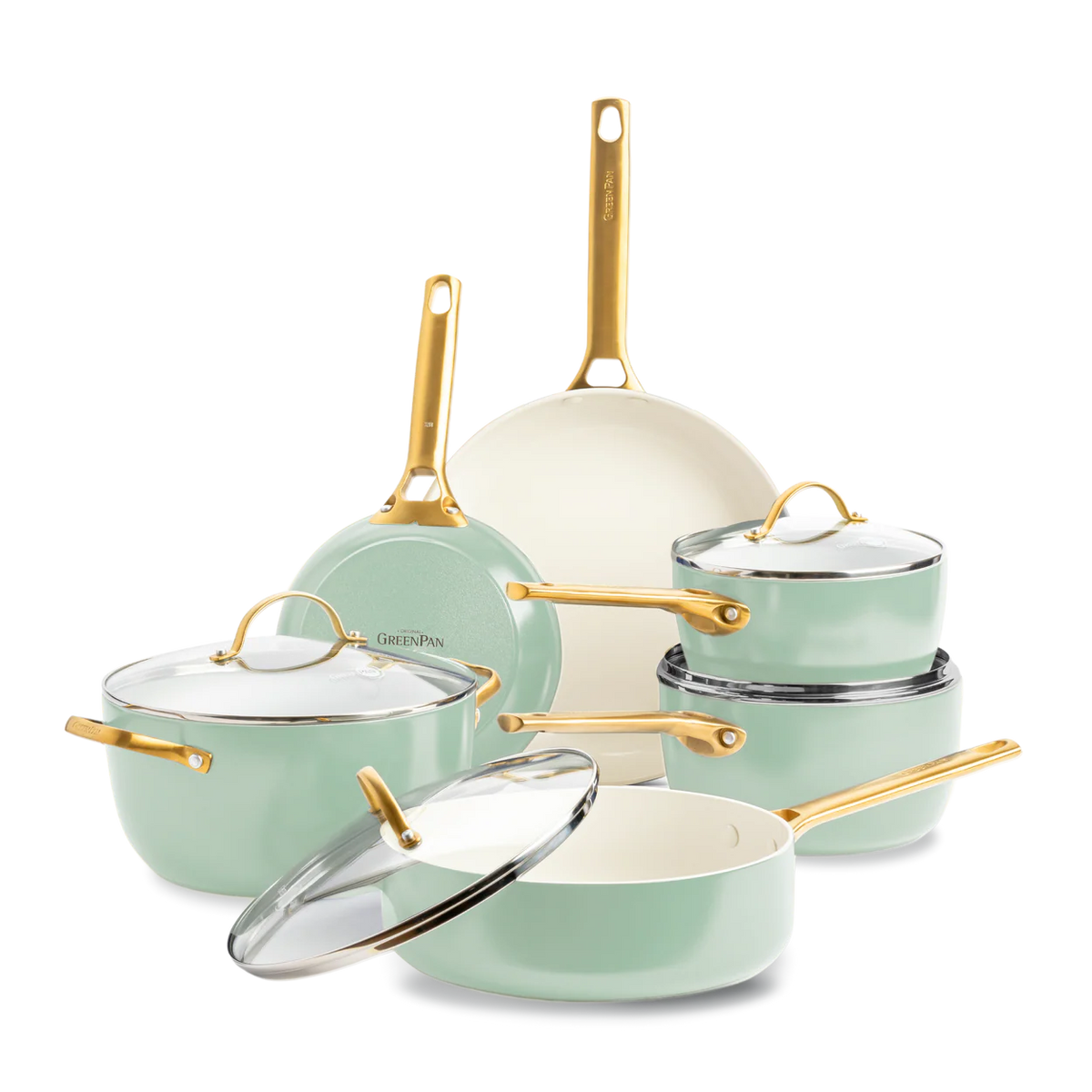 GreenPan Batteria Padova 10 pezzi Set Pentole Antiaderenti Ceramica anche Induzione Thermolon™ Senza PFAS PFOA