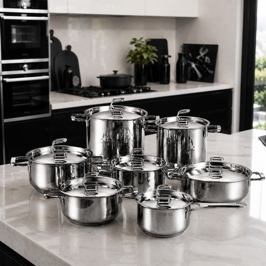 Serafino Zani Batteria Pentole Tullio 14 Pezzi in Acciaio Inox 18/10 anche per Induzione