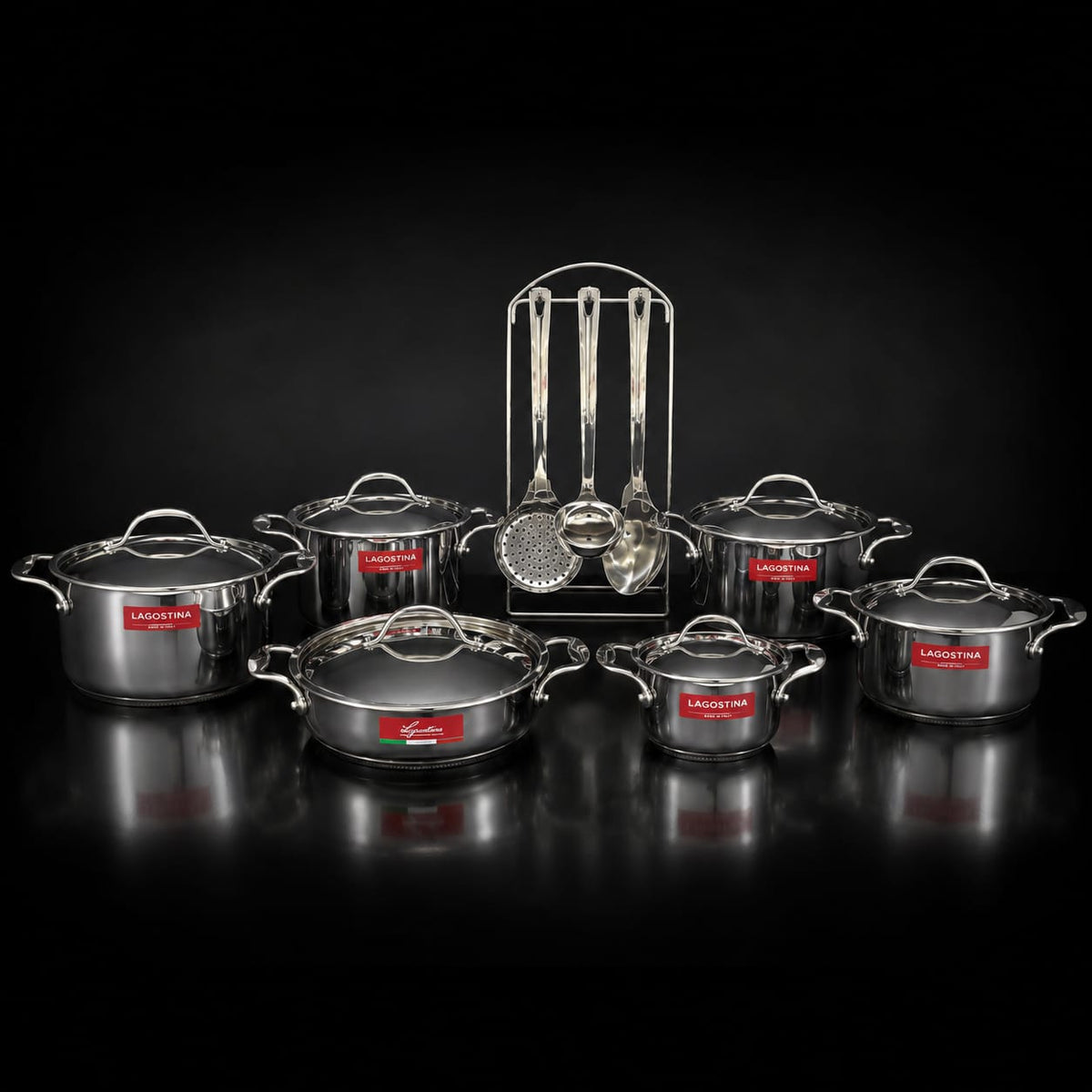 Batteria Lagostina Accademia Lagofusion 19 Pezzi – Inox 18/10 – Fondo Lagofusion® – Made in Italy