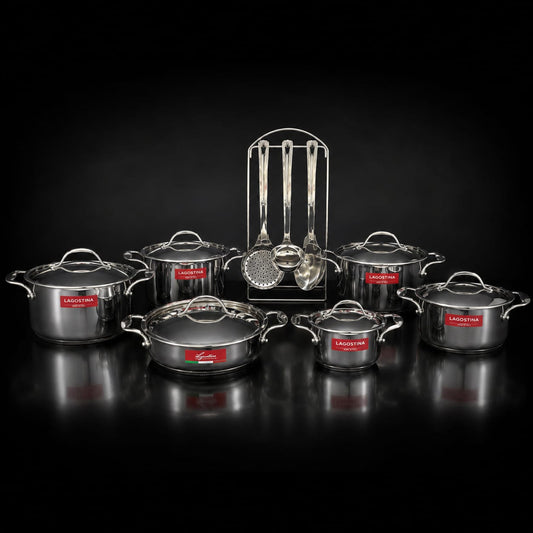 Batteria Lagostina Accademia Lagofusion 19 Pezzi – Inox 18/10 – Fondo Lagofusion® – Made in Italy