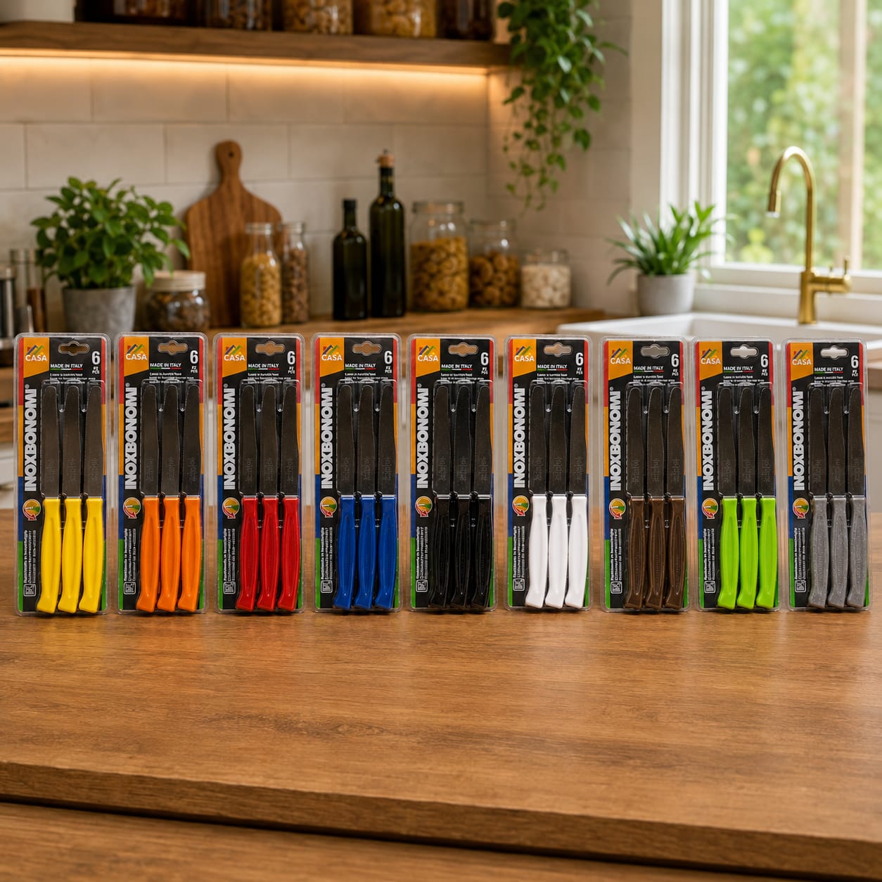 Table Knives Set 6 Pieces Inoxbonomi MADE IN ITALY Extremely Sharp