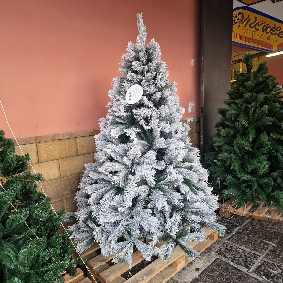 Albero di Natale Varie Dimensioni Aprica Innevato PVC Alta Qualità 150 / 180 / 210 / 240 cm Altezza