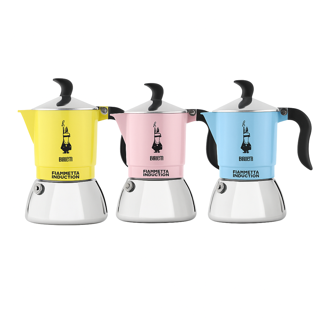 Bialetti Fiammetta Induction 2 Tazze – Caffettiera per tutti i piani cottura Colori Pastello