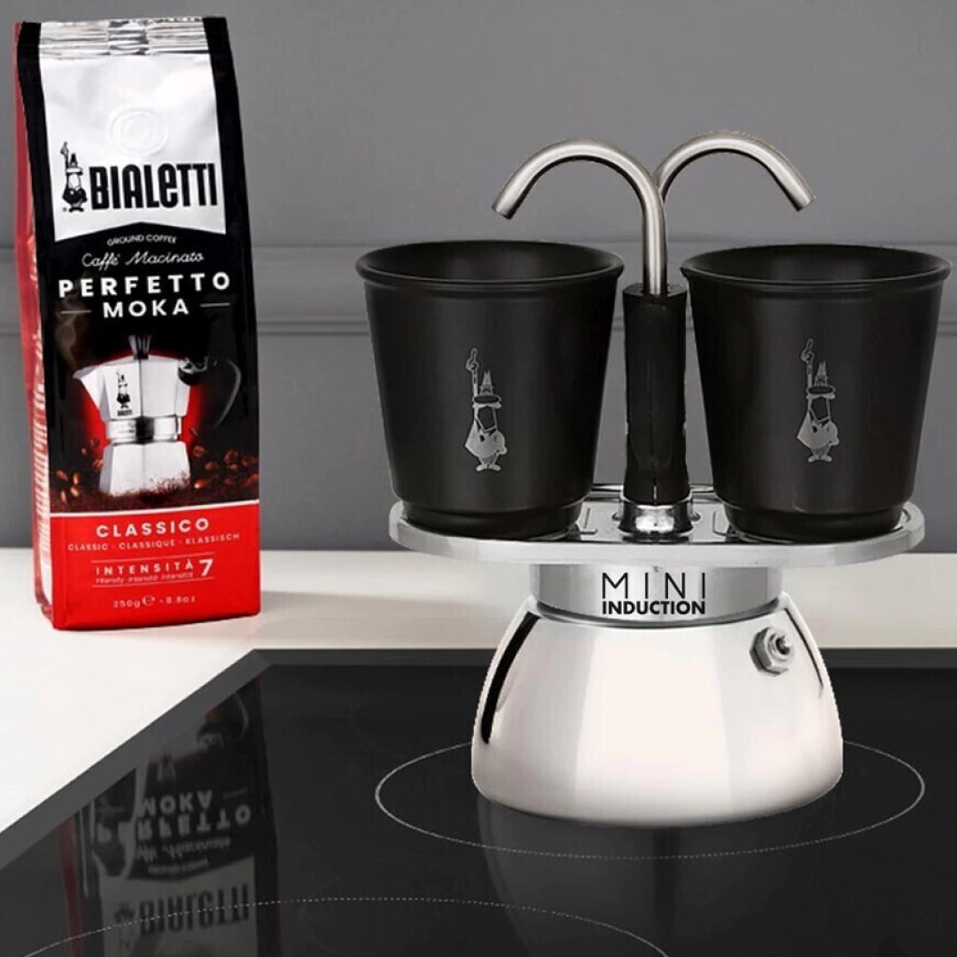 Mini Express Bialetti Induction + 2 Tazze - Design Innovativo per un Espresso Perfetto