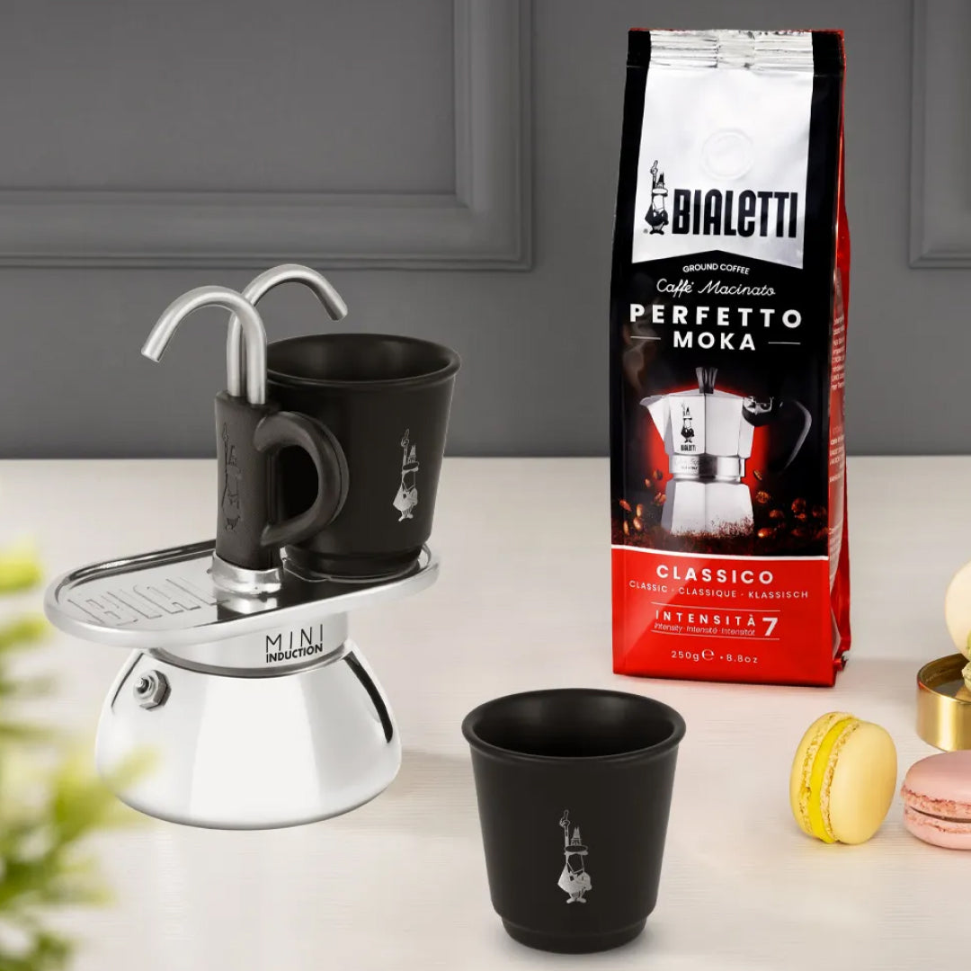 Mini Express Bialetti Induction + 2 Tazze - Design Innovativo per un Espresso Perfetto