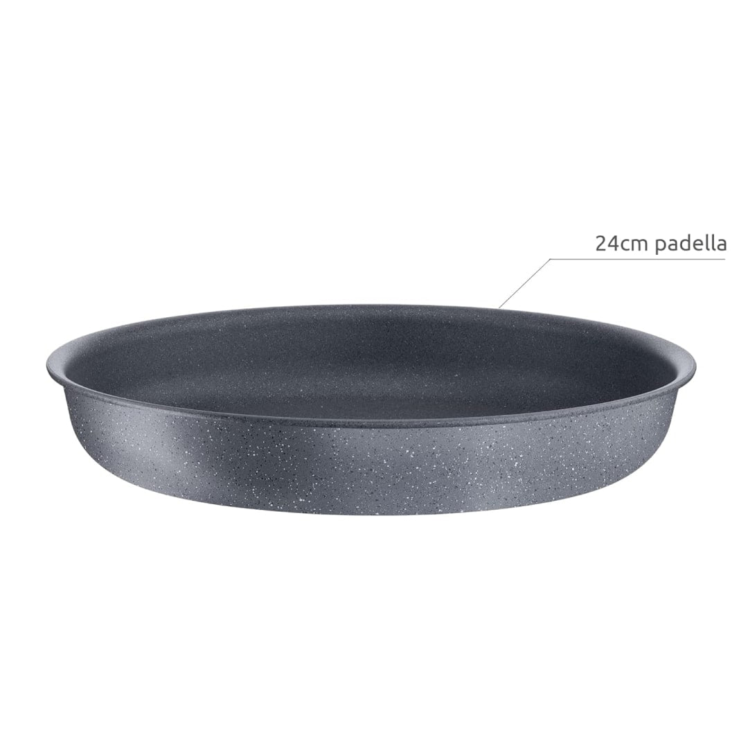 Set 5 Piezas Lagostina Ingenio Mineral Verde Inducción con Mango Extraíble, 3 Sartenes Ø 22, 24 y 28 cm, 1 Wok Ø 28 cm TAMAÑO CONVENIENCIA
