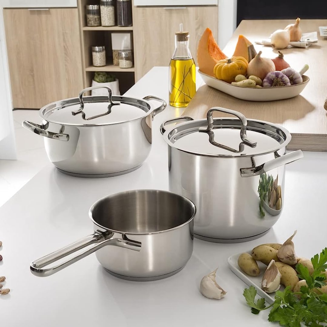 Lagostina Sfiziosa Set di Pentole Induzione, Gas e Forno in Acciaio Inox 18/10, 10 Pezzi, Fondo Lagoseal Plus Triplo Strato