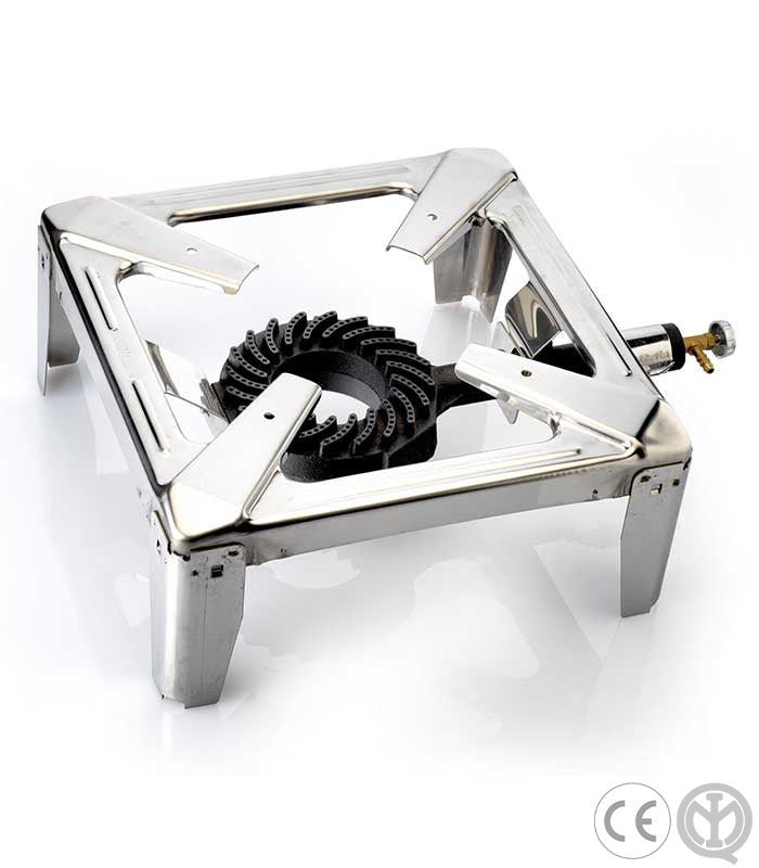 Fornellone a Gas Gpl Acciaio Inox 30x30 o 40x40x19 Bruciatore In Ghisa Made in Italy GPL e METANO