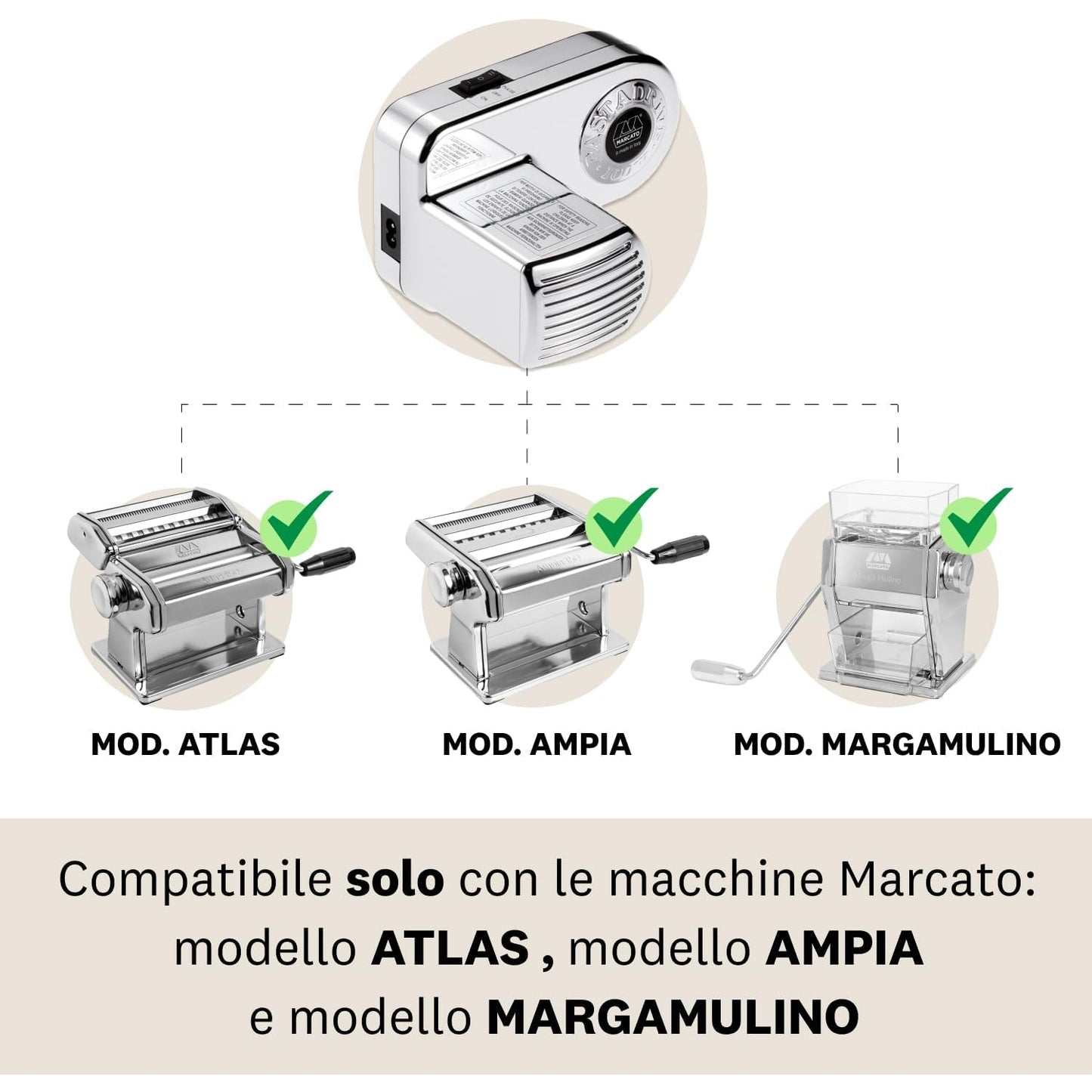 Marcato Pastadrive 220V – Motore per Macchine per Pasta Atlas e Ampia, 100W, Attacco a Baionetta, Made in Italy