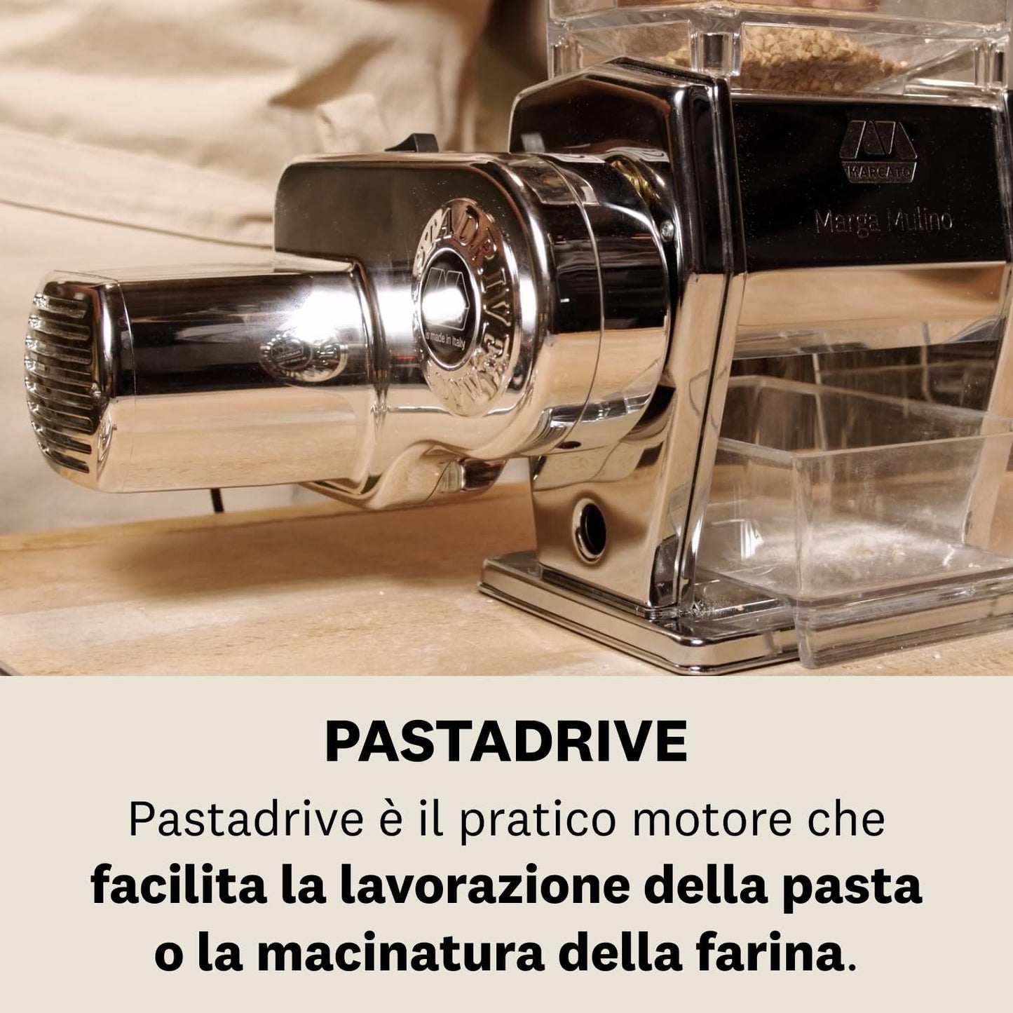 Marcato Pastadrive 220V – Motore per Macchine per Pasta Atlas e Ampia, 100W, Attacco a Baionetta, Made in Italy