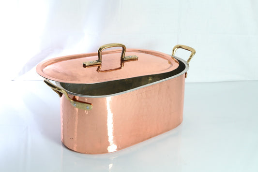 Hervidor de pescado de cobre estañado profesional