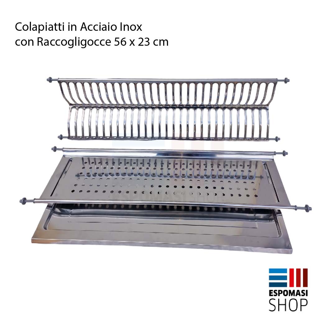 Scolapiatti Acciaio Inox ad Incasso con Raccogli Gocce Varie Misure 56 66 76 86 cm