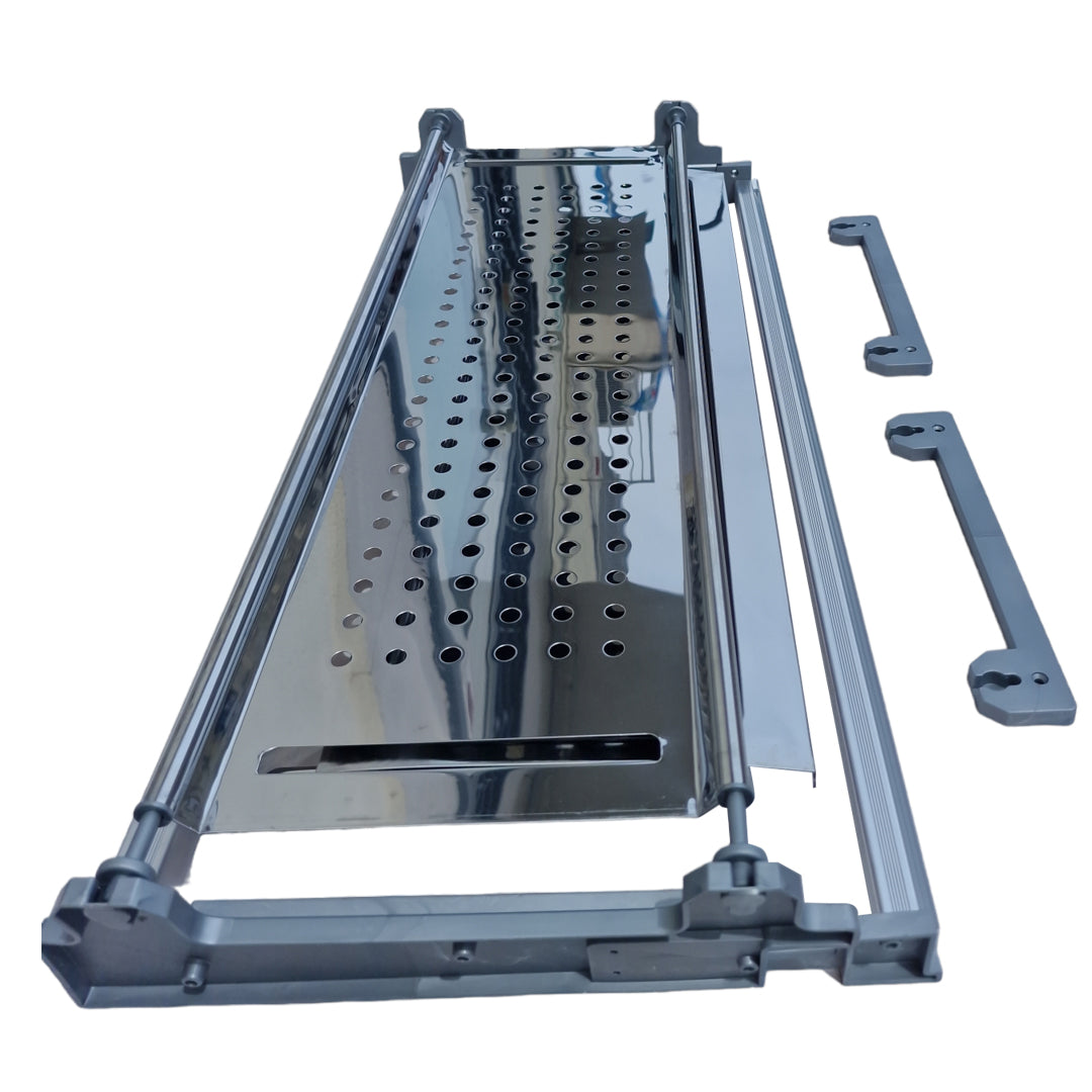 Scolapiatti in Acciaio Inox con Telaio in Alluminio Larghezza 86-76-56 cm Profondità Regolabile
