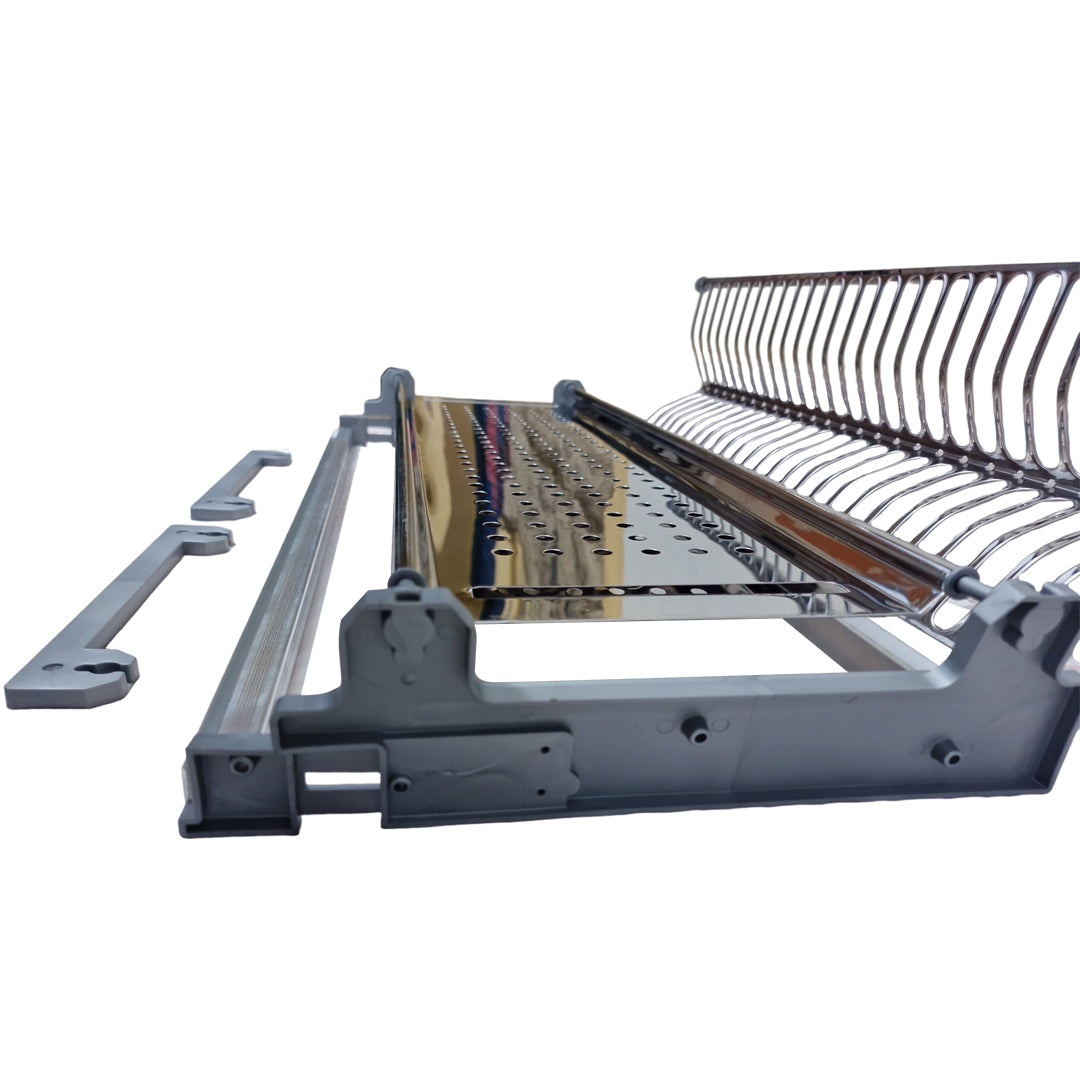 Scolapiatti in Acciaio Inox con Telaio in Alluminio Larghezza 86-76-56 cm Profondità Regolabile