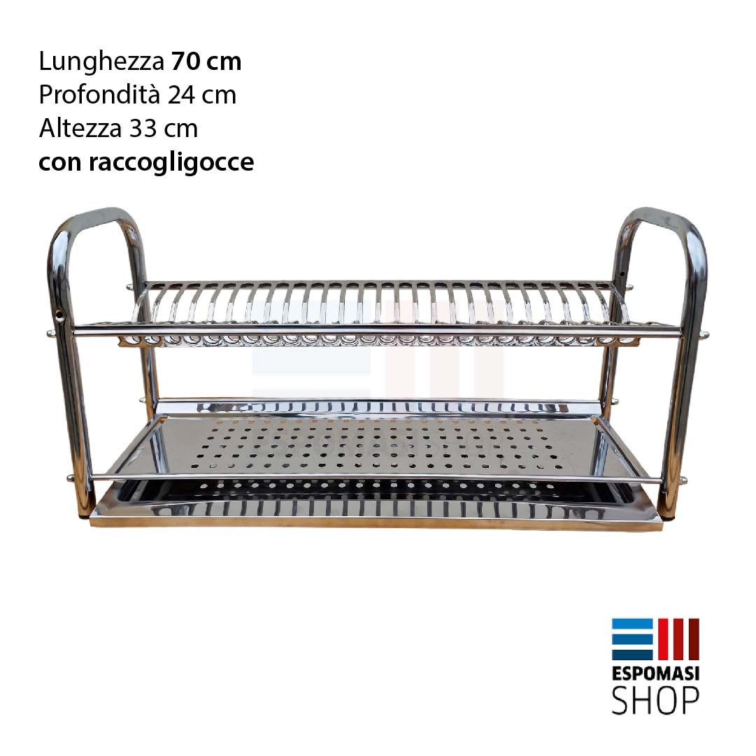 Escurreplatos de pie o de pared en acero inoxidable AISI 430, varias dimensiones 40 50 60 70 80 cm