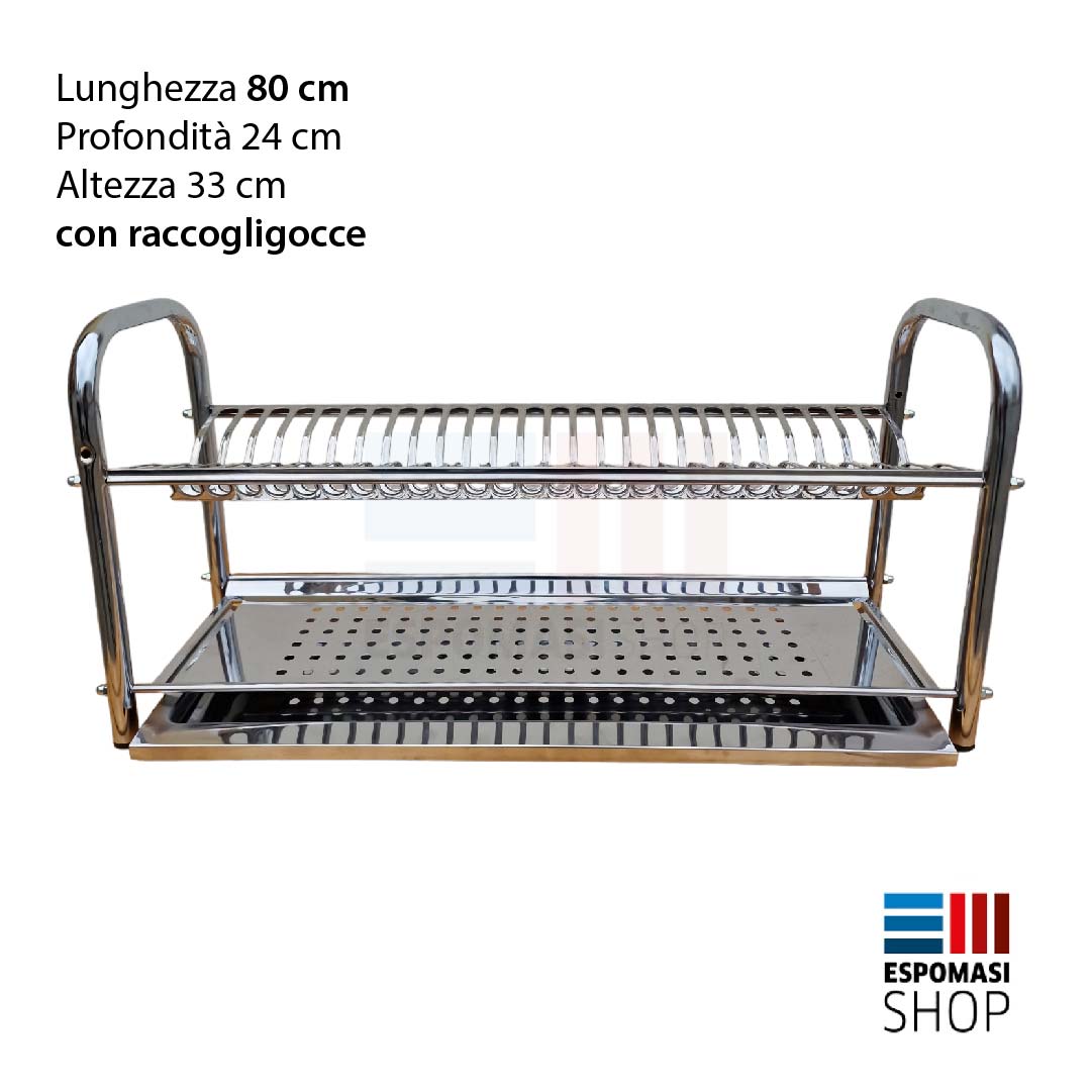 Escurreplatos de pie o de pared en acero inoxidable AISI 430, varias dimensiones 40 50 60 70 80 cm