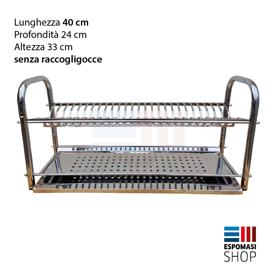 Escurreplatos de pie o de pared en acero inoxidable AISI 430, varias dimensiones 40 50 60 70 80 cm