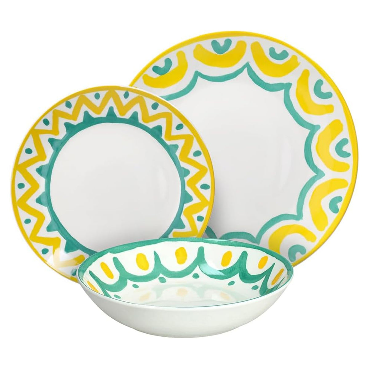 Tognana Servizio Tavola Madison Vietri 18 Pezzi in Porcellana Multicolor – Set Piatti 6 Persone Adatto Anche a Lavastoviglie e Microonde