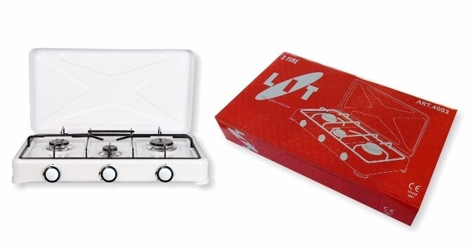 Fornello Gas GPL Fornellino da Campeggio Cucina Portatile 1 2 3 Fuochi e Coperchio