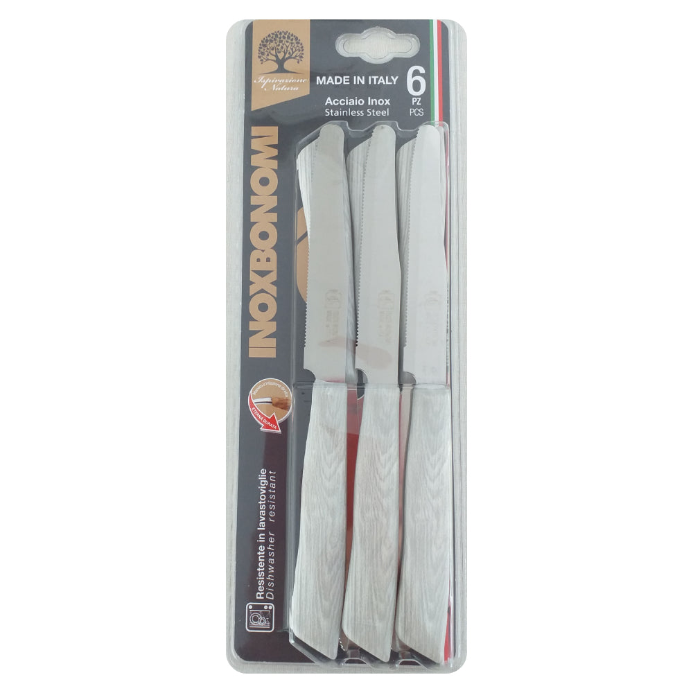 Set 6 Coltelli da Tavola in Legno Inoxbonomi