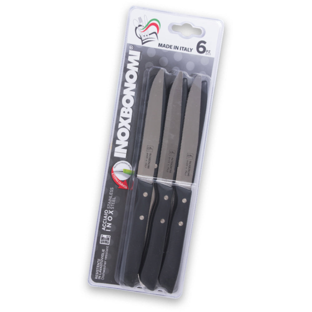 Juego de 6 cuchillos de mesa para pizza y bistec Inoxbonomi MADE IN ITALY MUY AFILADOS
