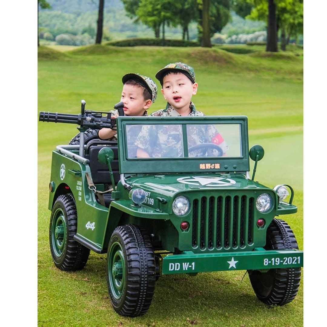 Military Jeep JH101 Electric Car for Children 3 seats 4X4 Extralarge