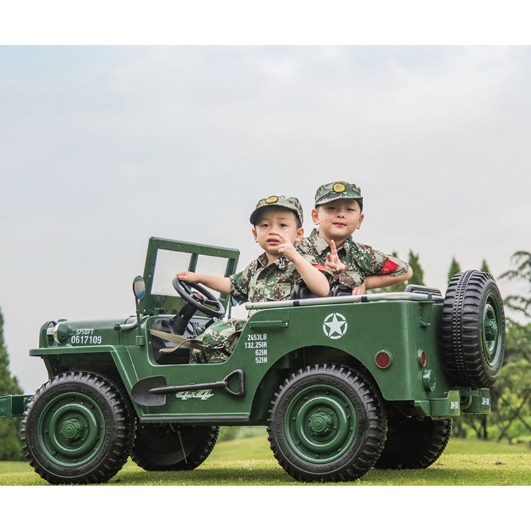 Military Jeep JH101 Electric Car for Children 3 seats 4X4 Extralarge