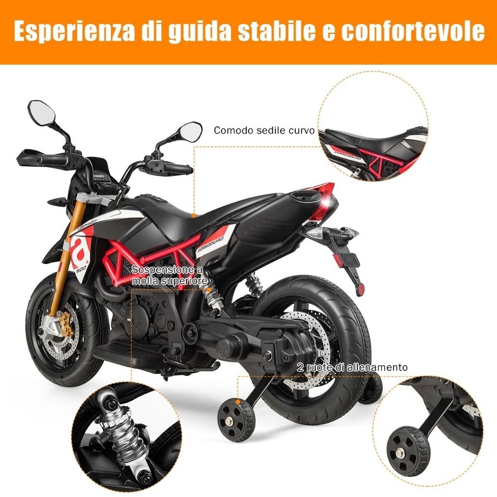 Motocross Aprilia Dorsoduro Motocicletta Elettrica per Bambini 12v Prodotto Ufficiale LIMITED EDITION